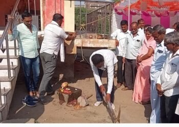 भाजप स्थापना दिना निमित्त सभा मंडपाचे उदघाटन