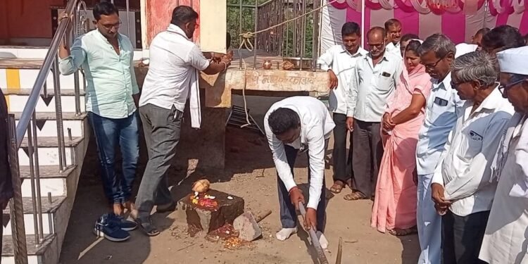 भाजप स्थापना दिना निमित्त सभा मंडपाचे उदघाटन