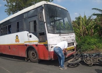 एसटी व मोटारसायकलच्या अपघात : एक जखमी