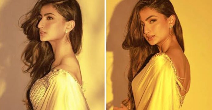 अभिनेत्री पलक तिवारीच्या पिवळ्या साडीतील लूकने चाहते घायाळ