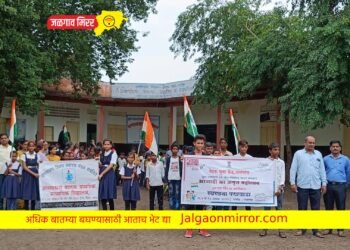 नेहरू युवा केंद्राचा उपक्रम : पिंप्राळा हुडकोत रॅली ; जळगावात झेंडे वाटप