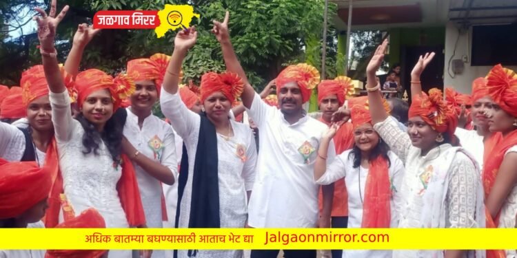 मेहरुणमध्ये लेझीम नृत्यासह ढोलताशांच्या गजरात निघाली मिरवणूक ; विद्यार्थ्यांचा जल्लोष