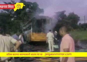 धावत्या बसने घेतला पेट : बसचा अक्षरश: कोळसा, १० प्रवाशांचा मृत्यू
