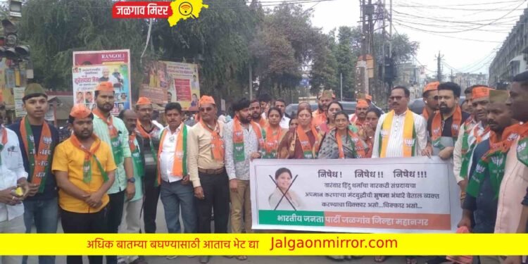 शिवसेनेच्या उपनेत्या सुषमा अंधारेंच्या निषेधार्थ जळगावात भाजपचे आंदोलन !