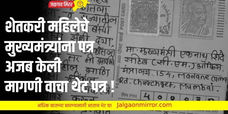 शेतकरी महिलेचे मुख्यमंत्र्यांना पत्र अजब केली मागणी ; वाचा थेट पत्र !