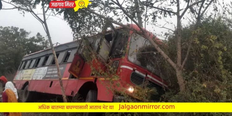 धानोरा – देवगाव रस्त्यावर बस घसरली !