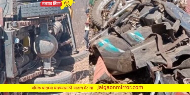 भरधाव डंपर उलटला ; एक ठार तीन जखमी !