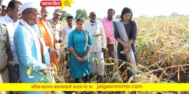जळगाव जिल्ह्यात कृषीमंत्र्यांनी केली नुकसानग्रस्त शेतांची पाहणी