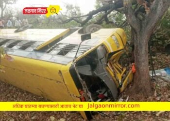 पहूरजवळ स्कूल बस उलटली ; विद्यार्थी आणि शिक्षक जखमी !