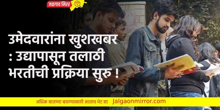 उमेदवारांना खुशखबर : उद्यापासून तलाठी भरतीची प्रक्रिया सुरु !