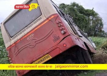 ममुराबाद जवळ बस उतरली रस्त्याच्या कडेला ; प्रवाशी सुखरूप !