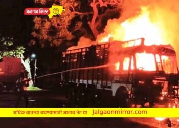 संतप्त जमावाने मध्यरात्री पाळधीत पेटविला ट्रक !