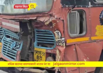 जळगाव महामार्गावर बस व ट्रकचा अपघात : पाच प्रवासी जखमी !