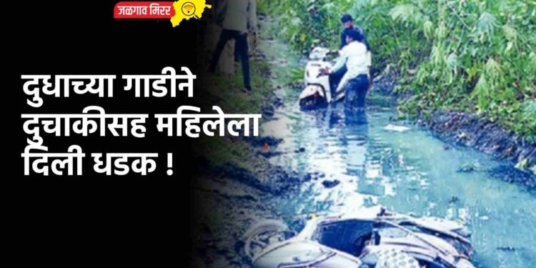 दुधाच्या गाडीने दुचाकीसह महिलेला दिली धडक !