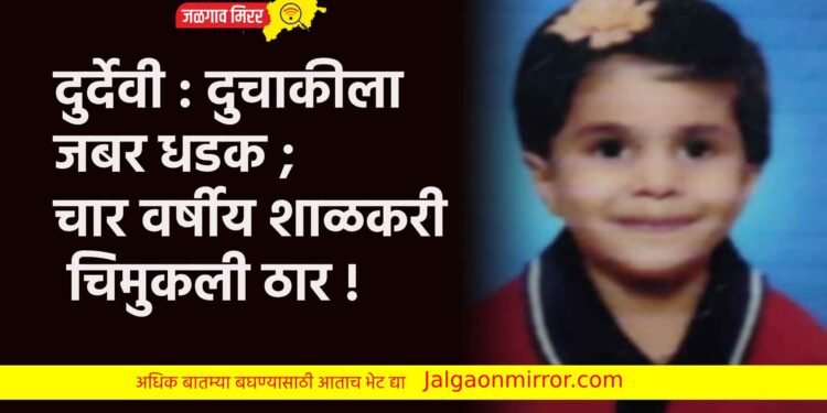 दुर्देवी : दुचाकीला जबर धडक ; चार वर्षीय शाळकरी चिमुकली ठार !