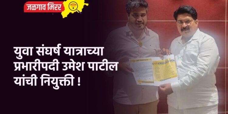 युवा संघर्ष यात्राच्या प्रभारीपदी उमेश पाटील यांची नियुक्ती !