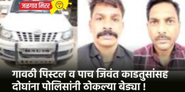 गावठी पिस्टल व पाच जिवंत काडतुसांसह दोघांना पोलिसांनी ठोकल्या बेड्या !