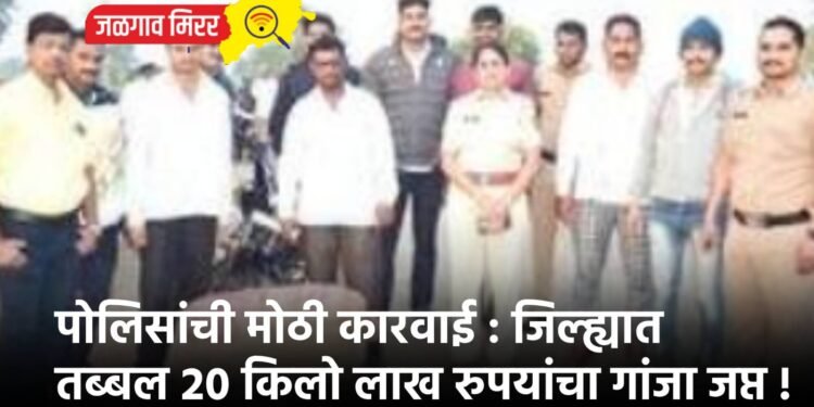 पोलिसांची मोठी कारवाई : जिल्ह्यात तब्बल २० किलो लाख रुपयांचा गांजा जप्त !