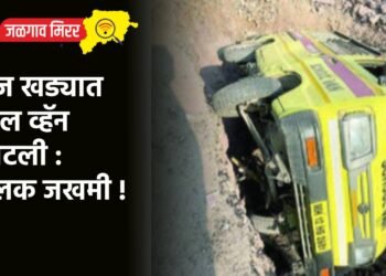 ड्रेनेज खड्यात स्कूल व्हॅन पलटली : चालक जखमी !