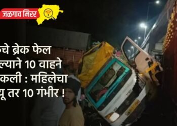 ट्रकचे ब्रेक फेल झाल्याने १० वाहने धडकली : महिलेचा मृत्यू तर १० गंभीर !