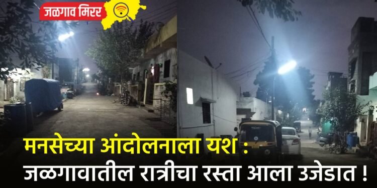 मनसेच्या आंदोलनाला यश : जळगावातील रात्रीचा रस्ता आला उजेडात !