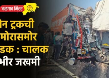 दोन ट्रकची समोरासमोर धडक : चालक गंभीर जखमी