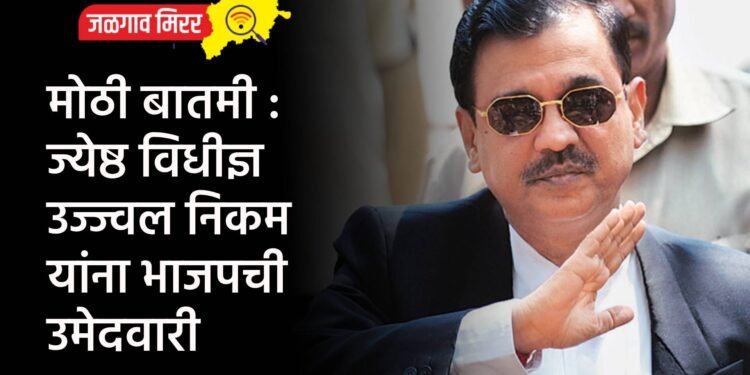 मोठी बातमी : ज्येष्ठ विधीज्ञ उज्ज्वल निकम यांना भाजपची उमेदवारी