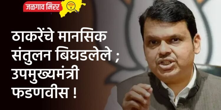 ठाकरेंचे मानसिक संतुलन बिघडलेले ; उपमुख्यमंत्री फडणवीस !