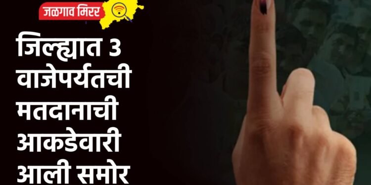 जिल्ह्यात ३ वाजेपर्यतची मतदानाची आकडेवारी आली समोर