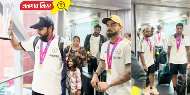 गळ्यात विजयी मेडल ; टीम इंडिया मायदेशी येताच जंगी स्वागत तर मुंबईत निघणार विजययात्रा