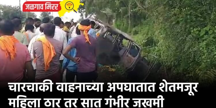चारचाकी वाहनाच्या अपघातात शेतमजूर महिला ठार तर सात गंभीर जखमी