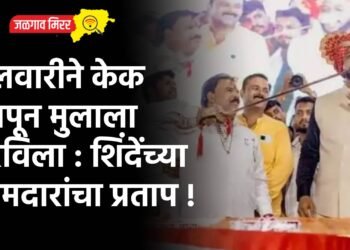 तलवारीने केक कापून मुलाला भरविला : शिंदेंच्या आमदारांचा प्रताप !