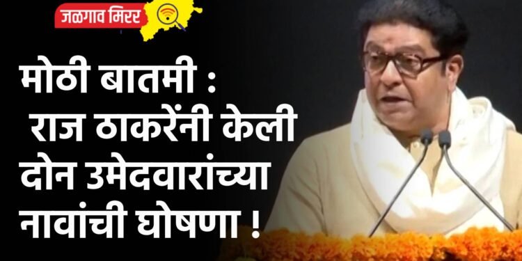मोठी बातमी : राज ठाकरेंनी केली दोन उमेदवारांच्या नावांची घोषणा !