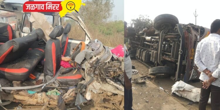 गाडीचा चक्काचूर : स्कार्पिओची ट्रकला जबर धडक : परिवारातील ४ ठार !