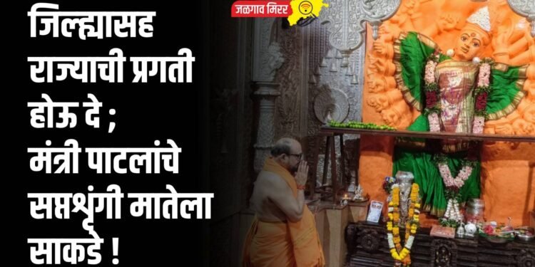 जिल्ह्यासह राज्याची प्रगती होऊ दे ; मंत्री पाटलांचे सप्तशृंगी मातेला साकडे !