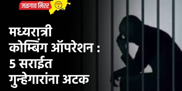 मध्यरात्री कोम्बिंग ऑपरेशन : ५ सराईत गुन्हेगारांना अटक