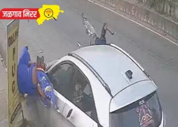 चारचाकीचा कहर सीसीटीव्हीमध्ये कैद : कारची महिलेसह दोघांना धडक !