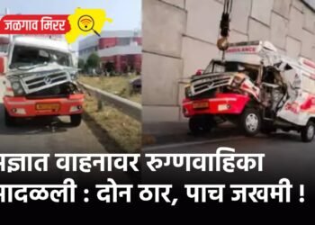 अज्ञात वाहनावर रुग्णवाहिका आदळली : दोन ठार, पाच जखमी !