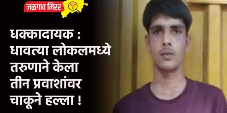 धक्कादायक : धावत्या लोकलमध्ये तरुणाने केला तीन प्रवाशांवर चाकूने हल्ला !