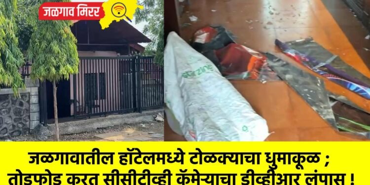 जळगावातील हॉटेलमध्ये टोळक्याचा धुमाकूळ ; तोडफोड करत सीसीटीव्ही कॅमेऱ्याचा डीव्हीआर लंपास !