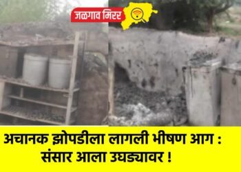 अचानक झोपडीला लागली भीषण आग : संसार आला उघड्यावर !