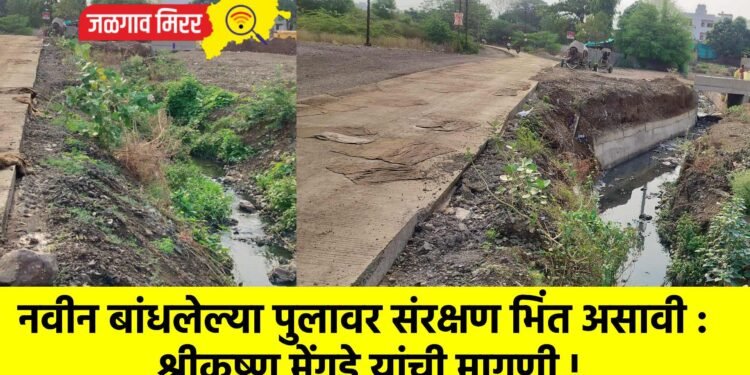 नवीन बांधलेल्या पुलावर संरक्षण भिंत असावी : श्रीकृष्ण मेंगडे यांची मागणी !