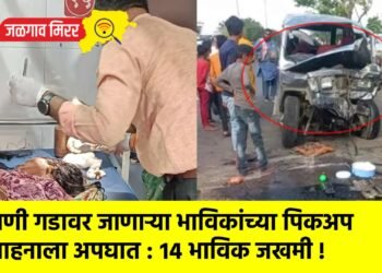 वणी गडावर जाणाऱ्या भाविकांच्या पिकअप वाहनाला अपघात : १४ भाविक जखमी !