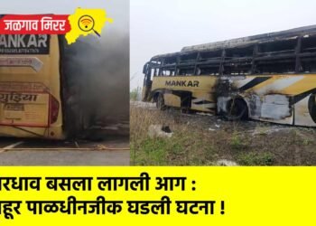 भरधाव बसला लागली आग : पहूर पाळधीनजीक घडली घटना !