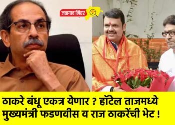 ठाकरे बंधू एकत्र येणार ? हॉटेल ताजमध्ये मुख्यमंत्री फडणवीस व राज ठाकरेंची भेट !