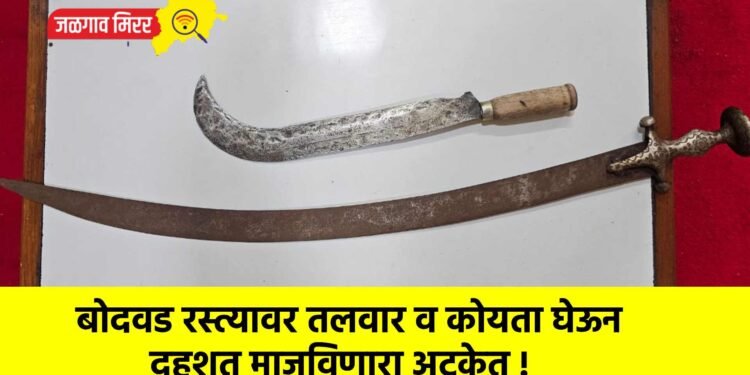 बोदवड रस्त्यावर तलवार व कोयता घेऊन दहशत माजविणारा अटकेत !