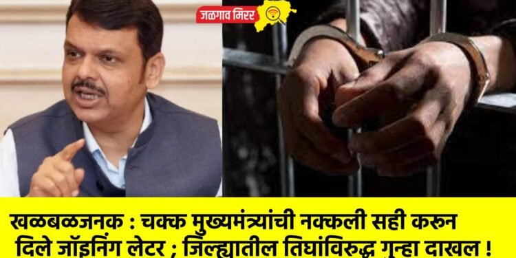 खळबळजनक : चक्क मुख्यमंत्र्यांची नक्कली सही करून दिले जॉइनिंग लेटर ; जिल्ह्यातील तिघांविरुद्ध गुन्हा दाखल !