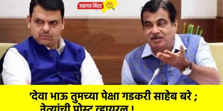 ‘देवा भाऊ तुमच्या पेक्षा गडकरी साहेब बरे ; नेत्यांची पोस्ट व्हायरल !