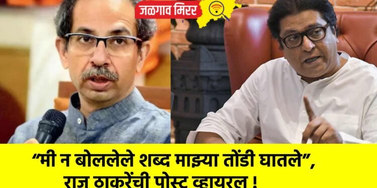 “मी न बोललेले शब्द माझ्या तोंडी घातले”, राज ठाकरेंची पोस्ट व्हायरल !