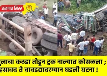पुलाचा कठडा तोडून ट्रक नाल्यात कोसळला ; म्हसावद ते वावडद्यादरम्यान घडली घटना !